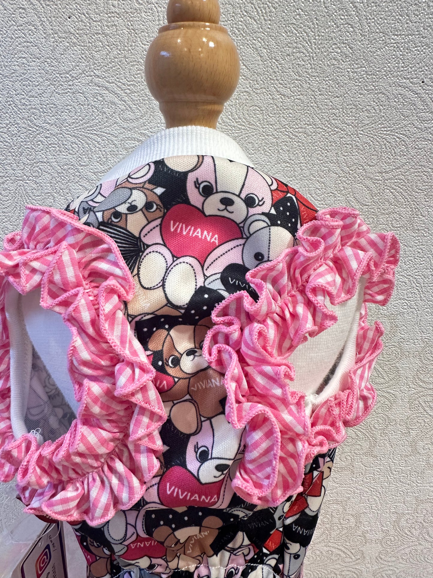 リボンくま柄フリルタンク