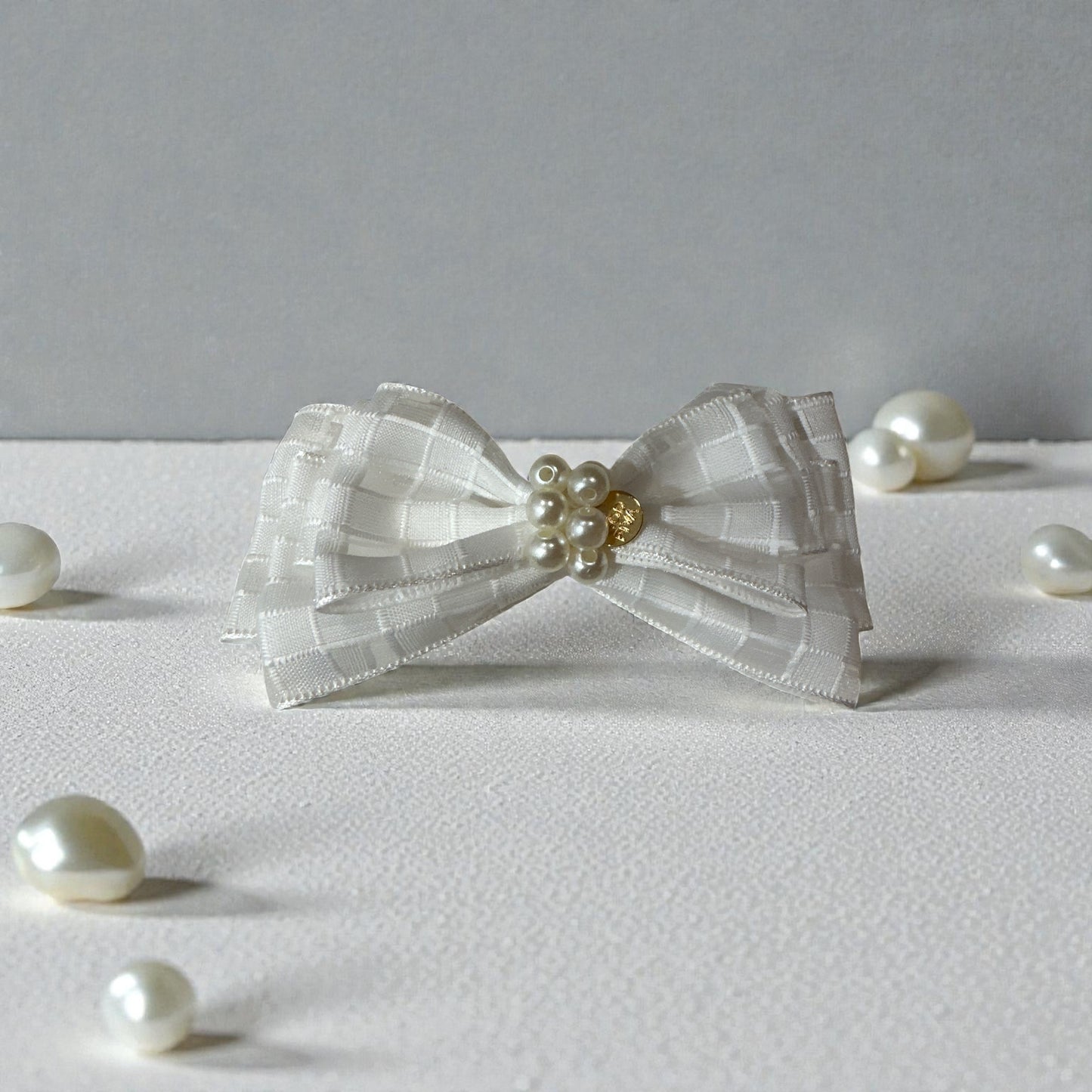 ギンガムパールバレッタ