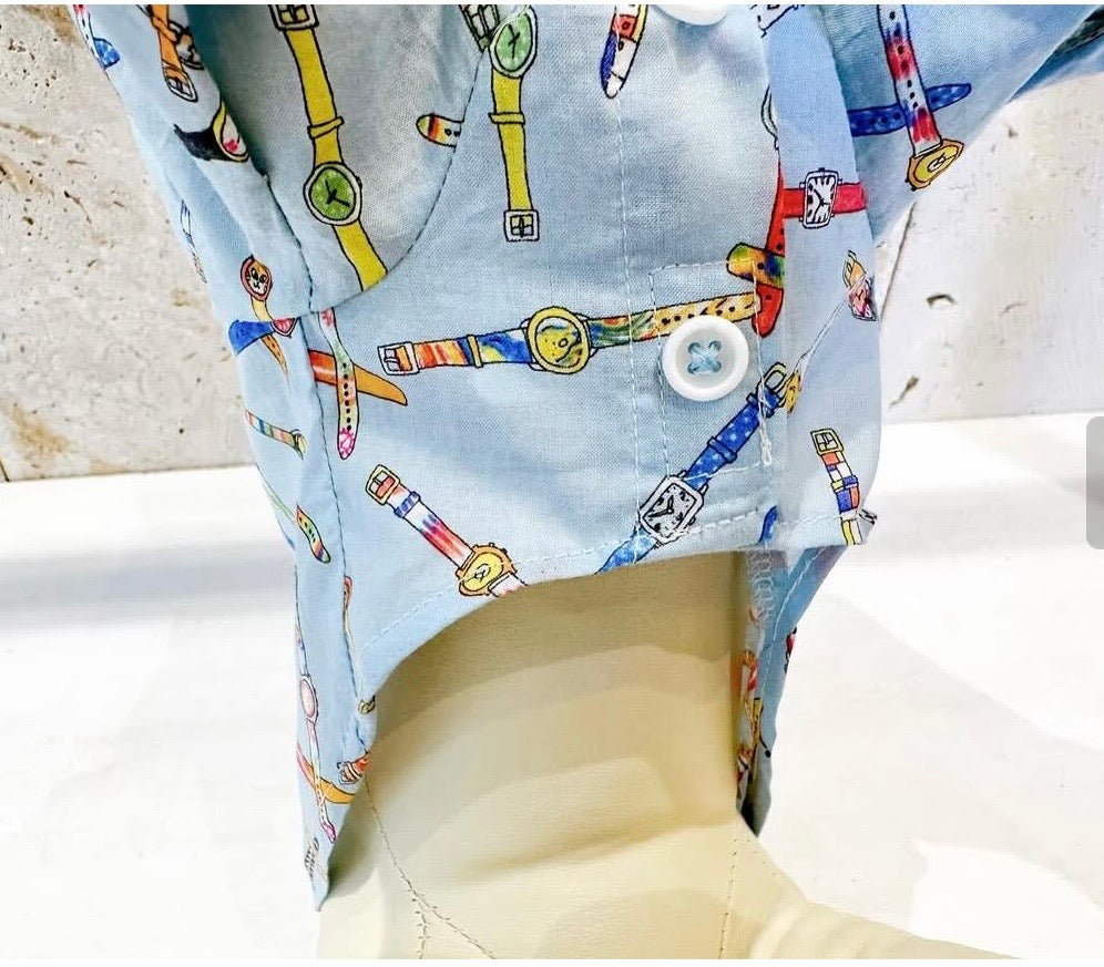 デニムローズ ワッペンウォッチ柄シャツ