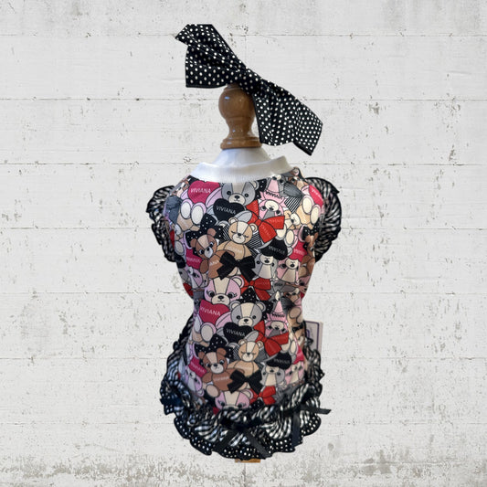 リボンくま柄フリルタンク