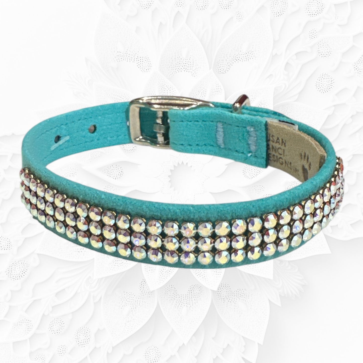 SusanLanci　ティファニーブルー首輪　スワロクリスタルゴールド,オーロラ