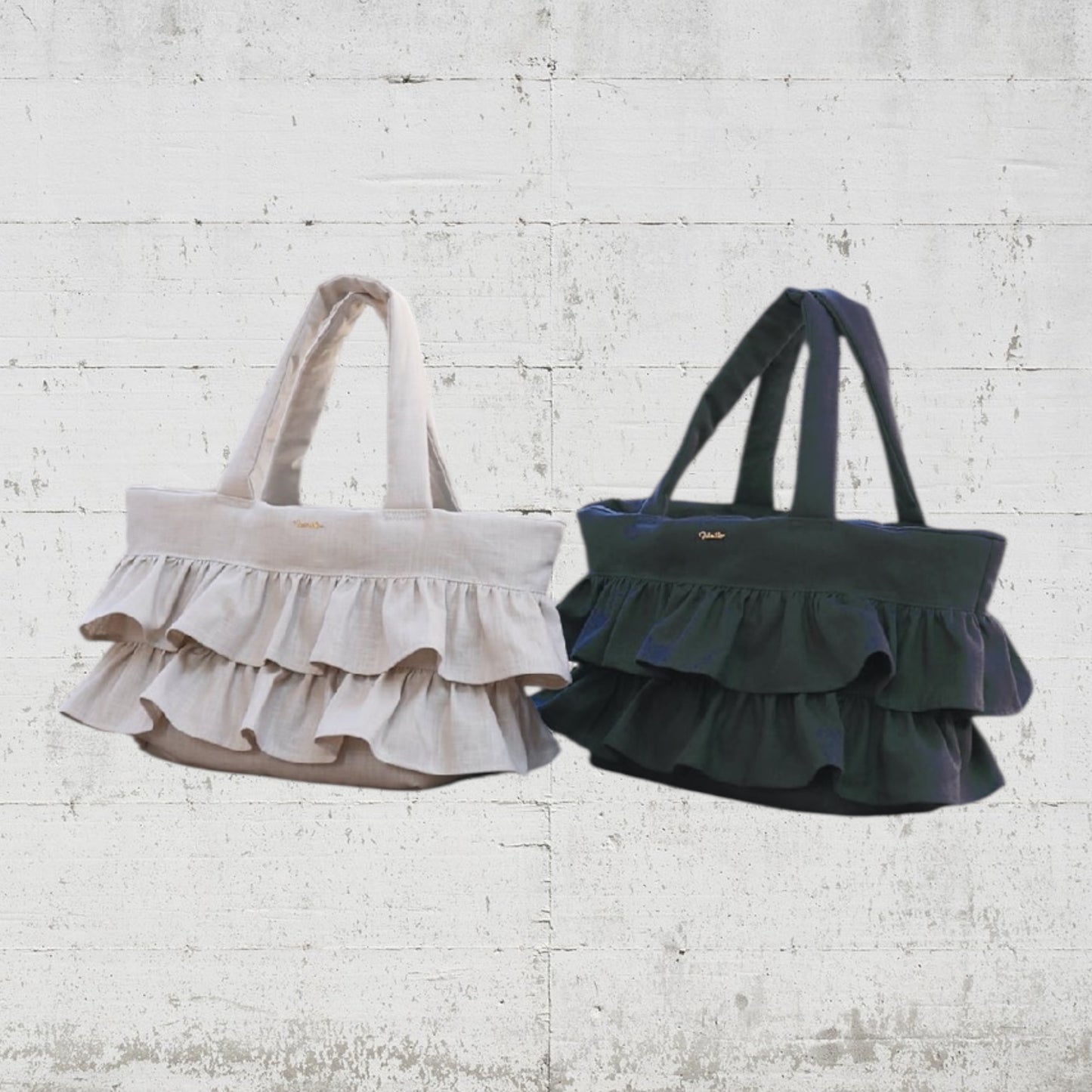 Ruffled linen bag