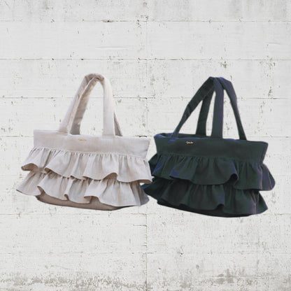 Ruffled linen bag