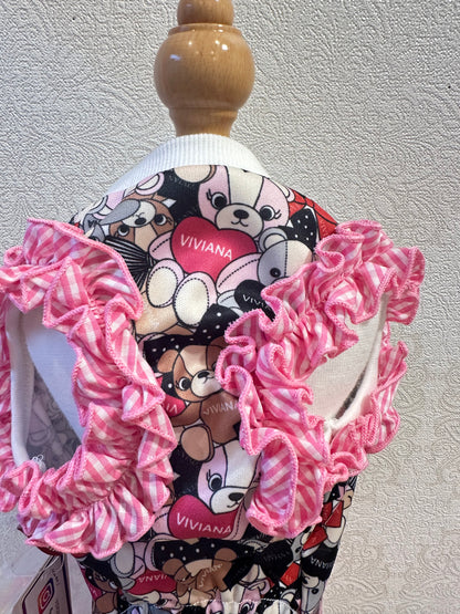 リボンくま柄フリルタンク