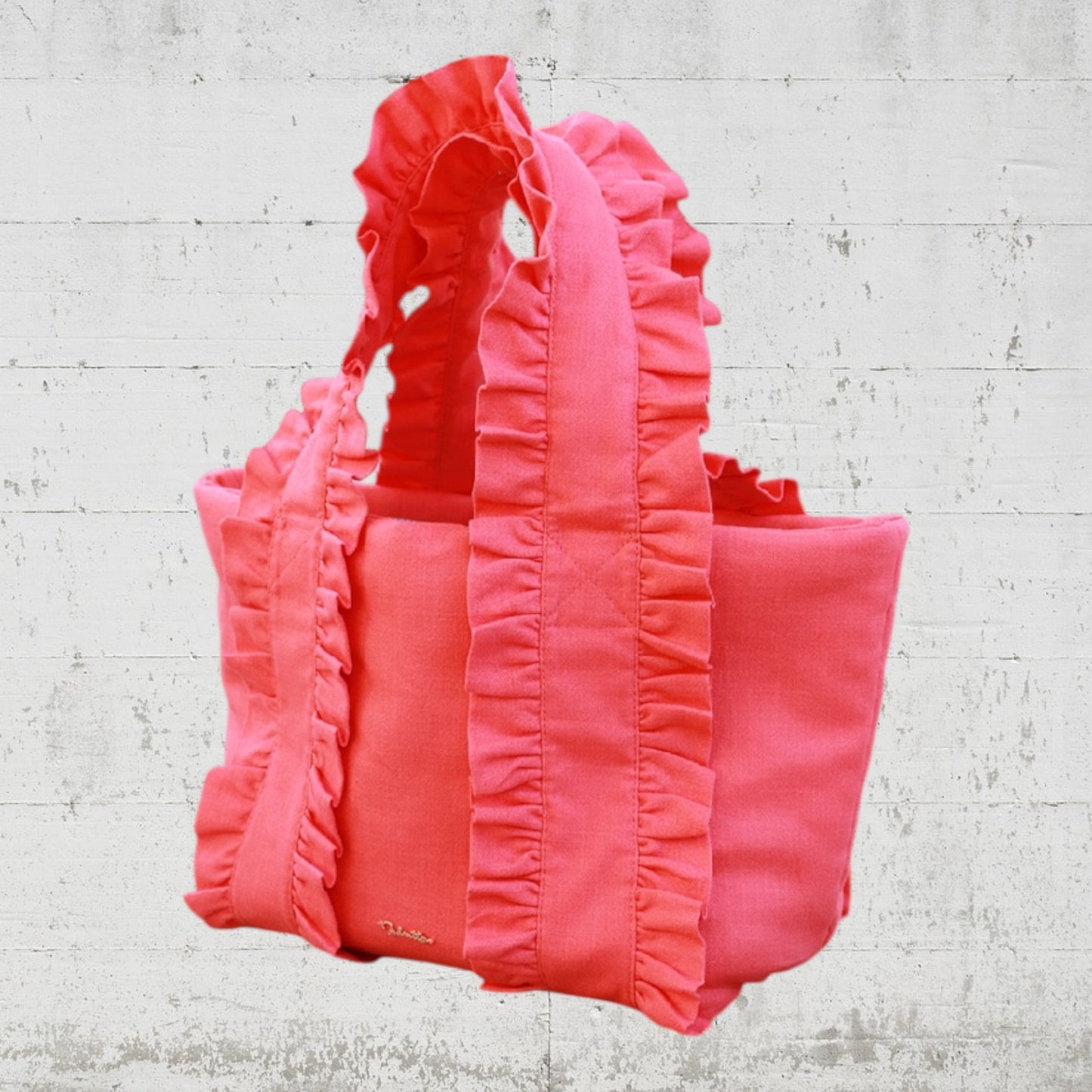 Frill handled linen bag