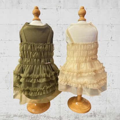 Layered tulle and jersey dress