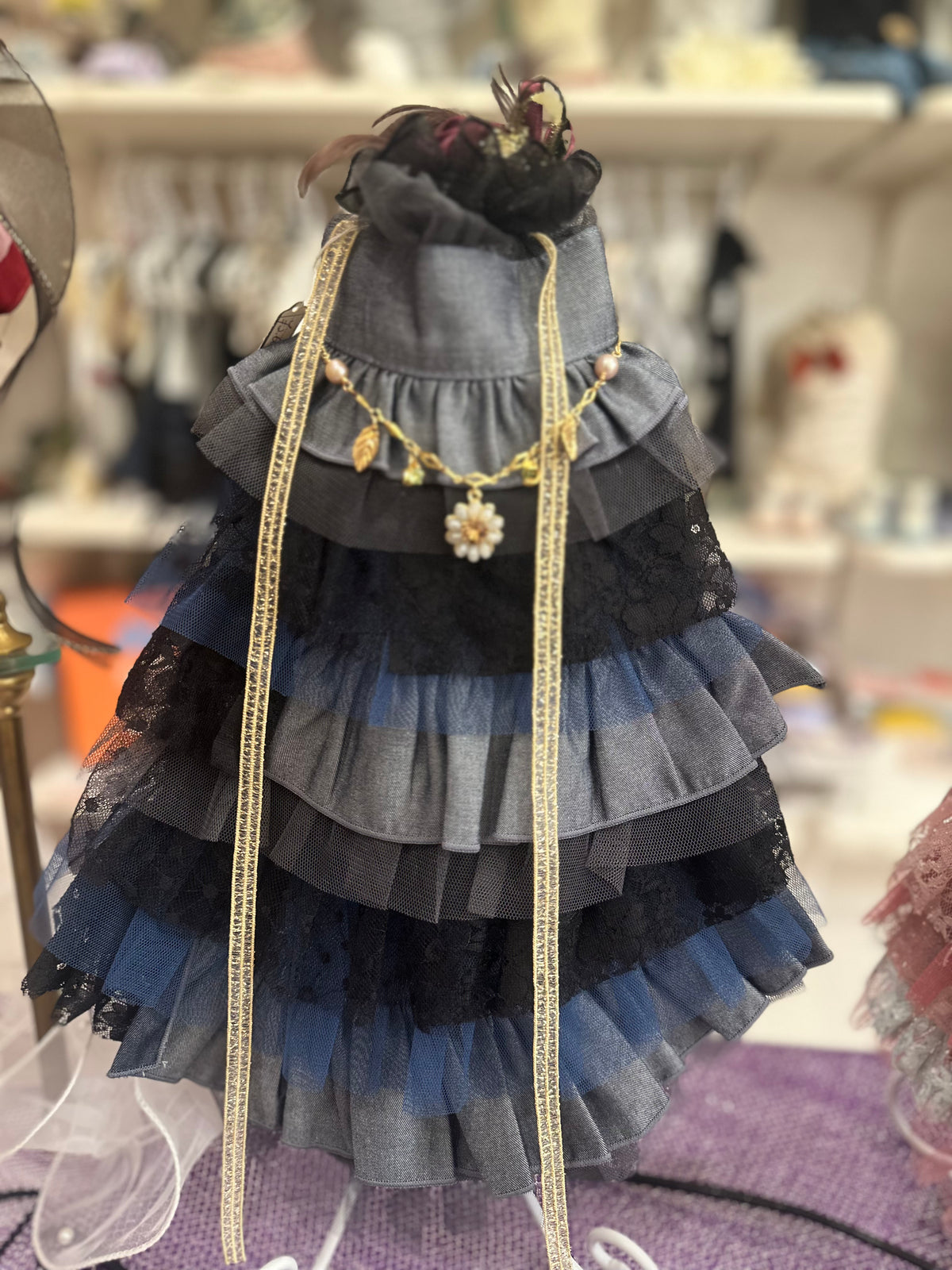 ランダムワッフルドレス　ブルー