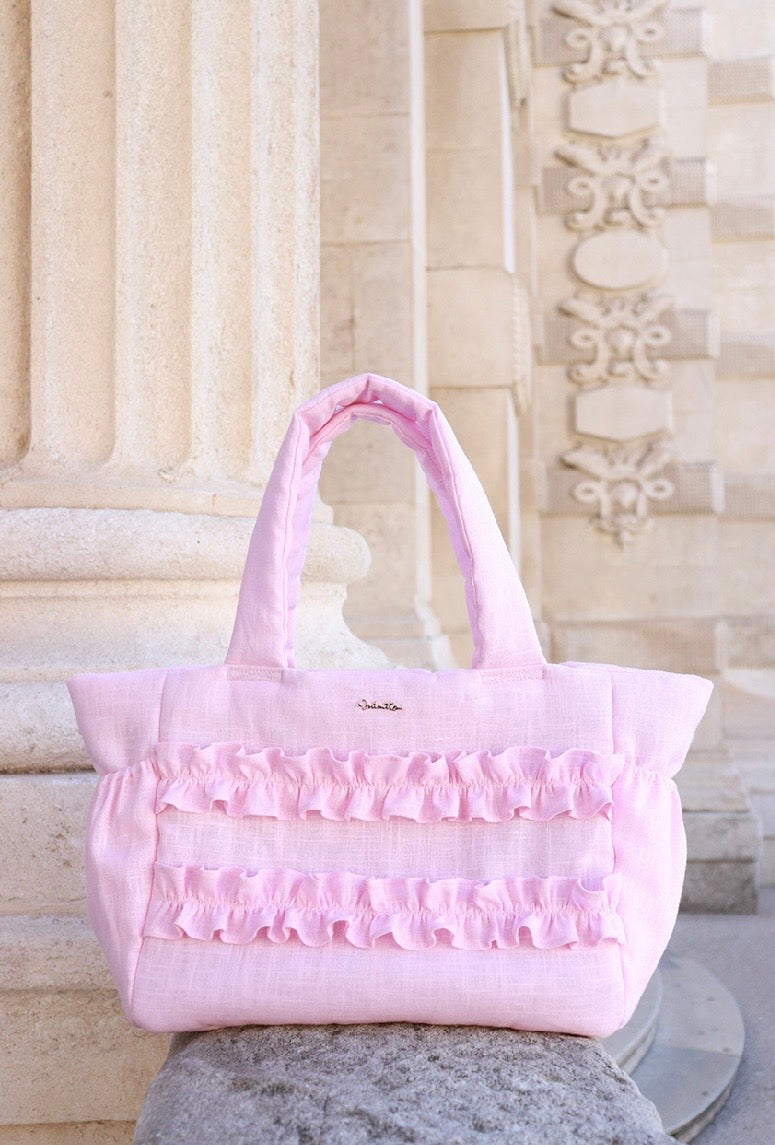 Mimtto Sherbet Linen Ruffle Bag