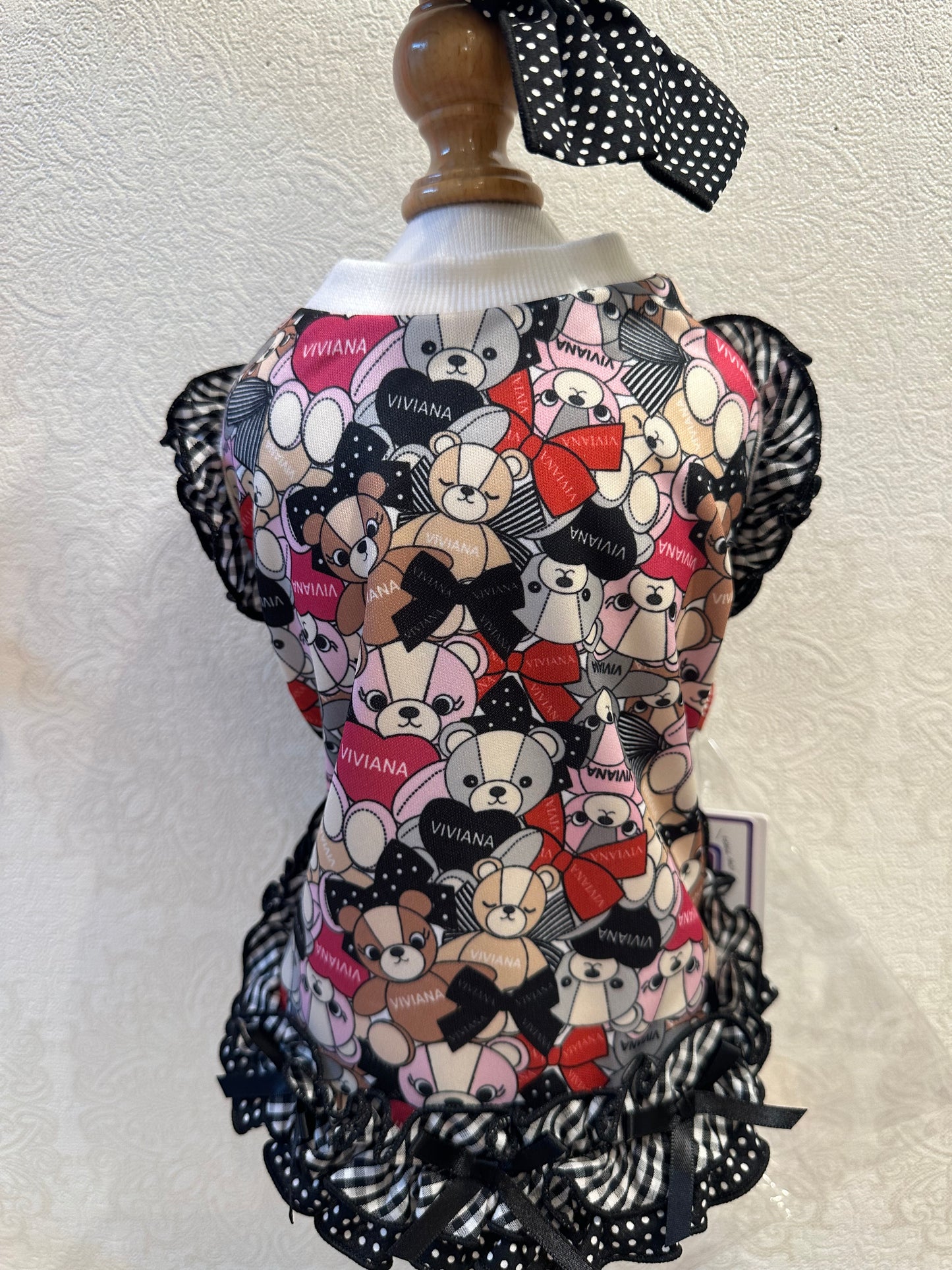 リボンくま柄フリルタンク