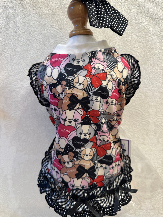 リボンくま柄フリルタンク