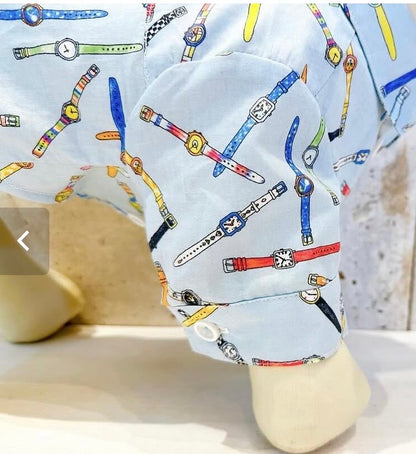 デニムローズ　　　　　　　　　　ワッペンウォッチ柄シャツ