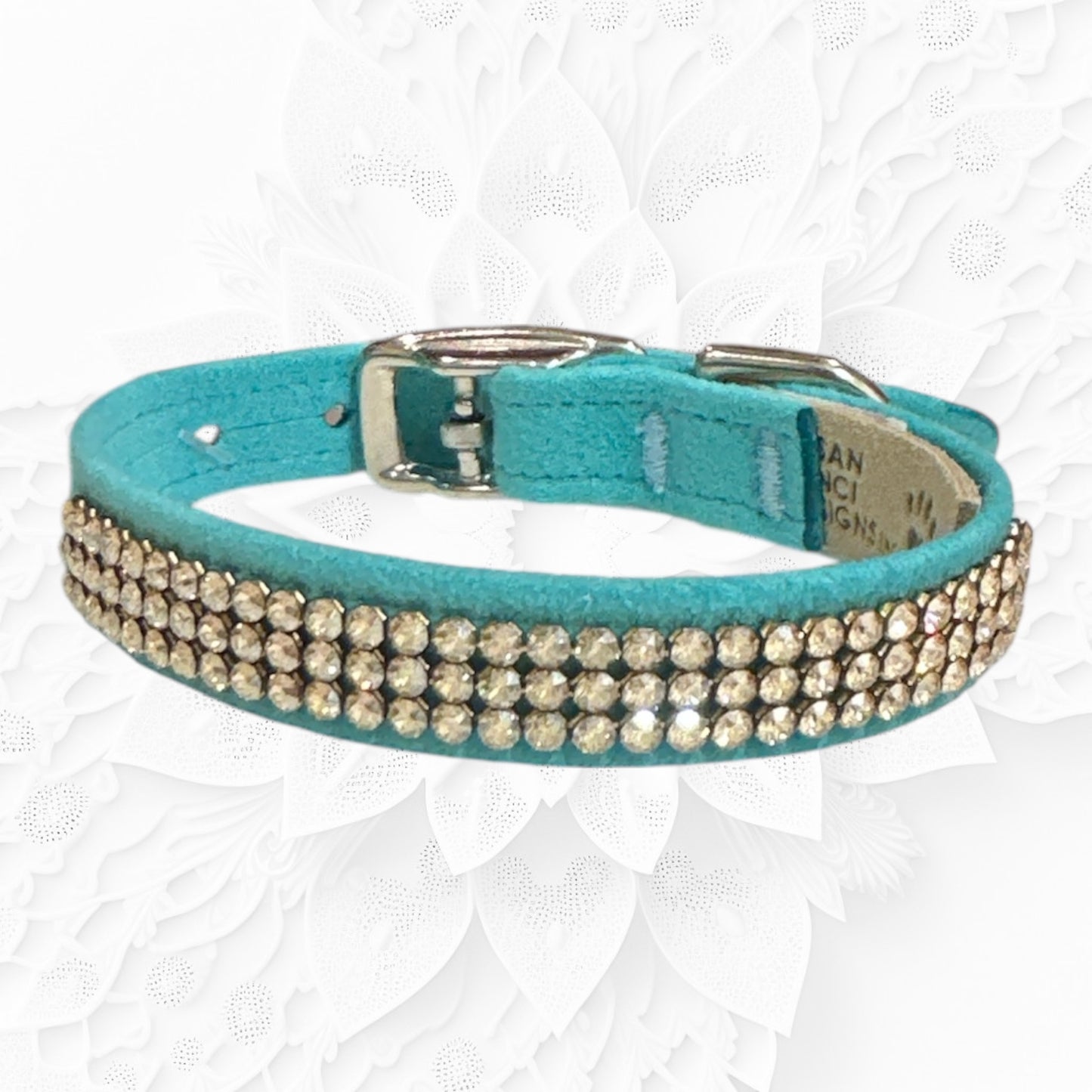 SusanLanci　ティファニーブルー首輪　スワロクリスタルゴールド,オーロラ