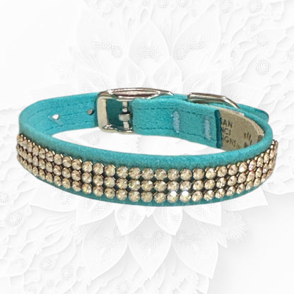 SusanLanci　ティファニーブルー首輪　スワロクリスタルゴールド,オーロラ